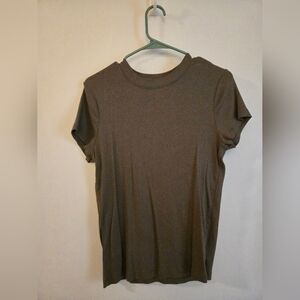 Brown Short Sleeve Ribbed T-Shirt
